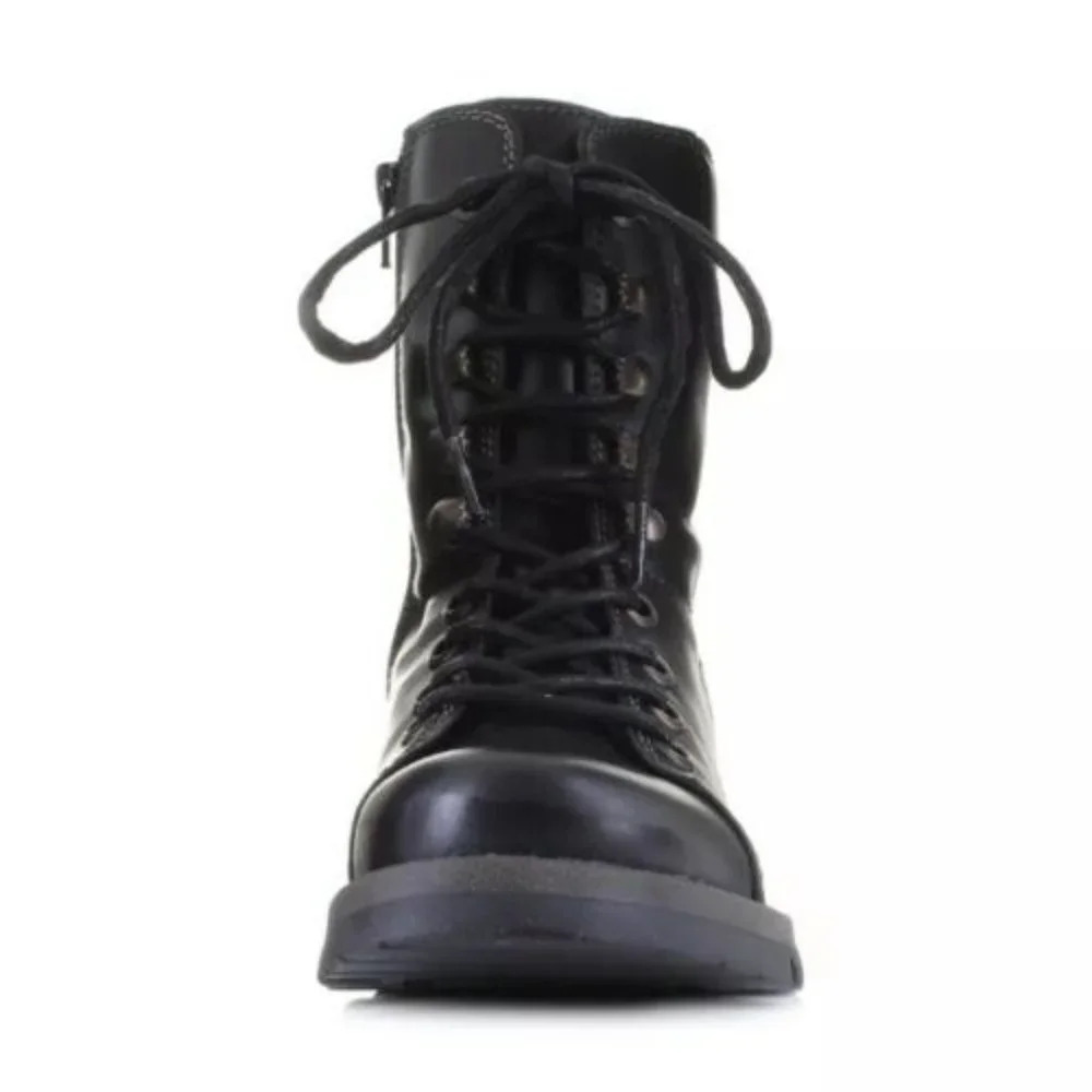 FLY London-SAME-109 FLY-Heritage Black Leather Combat Boots-Side Zip-Sz … - Picture 6 of 14